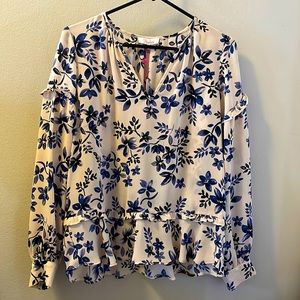 Parker blouse - new with tags blue floral size M peplum